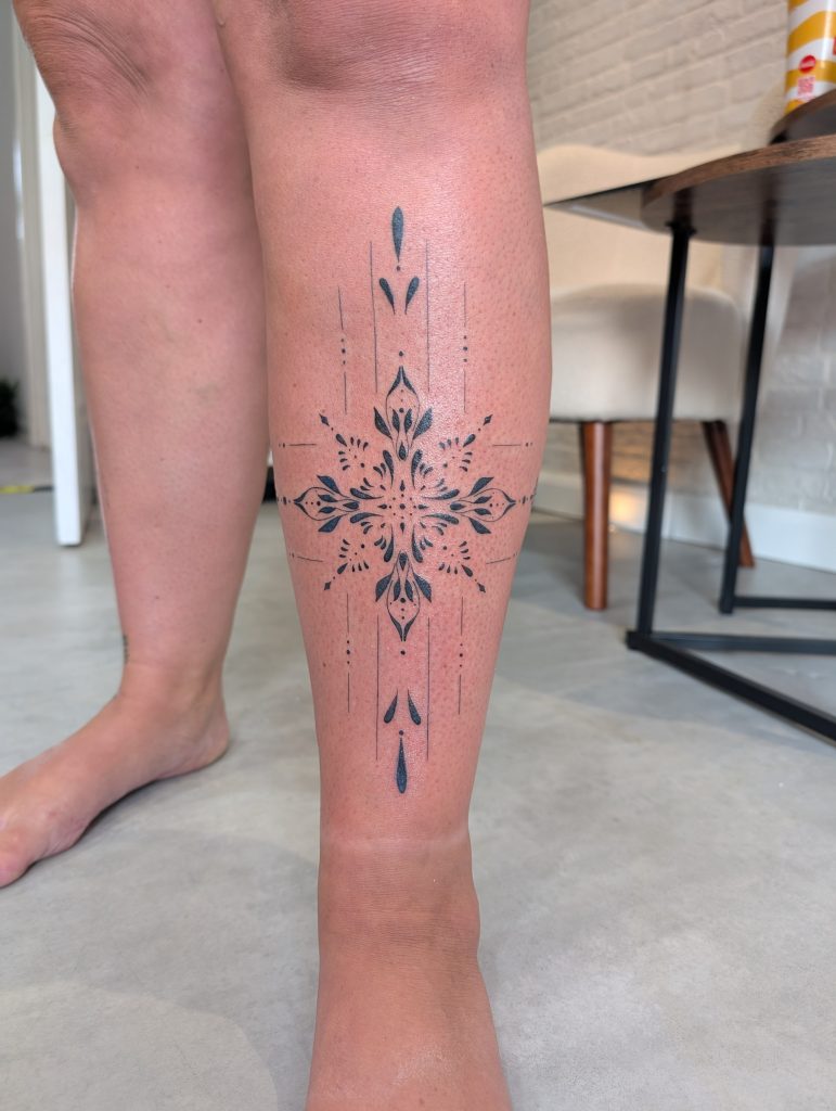 PXL_20250805_172213084.MP Geometric ornamental sternum tattoo by Leanne at Kimmer Ink Tattoo Studio in Eastleigh, Hampshire.